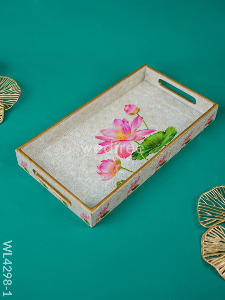 Digital Printed Lotus Design Tray - Mdf - Wl4298 Dining Essentials