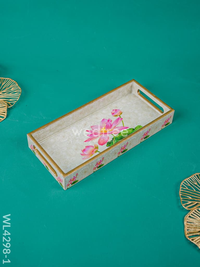 Digital Printed Lotus Design Tray - Mdf - Wl4298 Dining Essentials