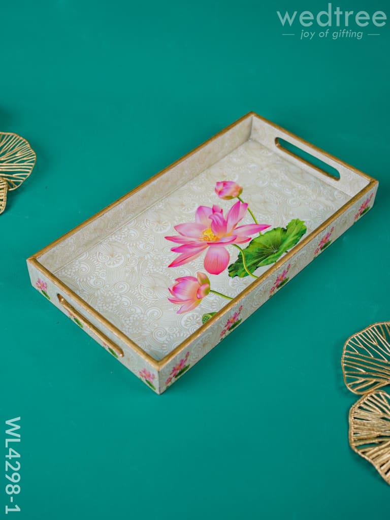 Digital Printed Lotus Design Tray - Mdf - Wl4298 Dining Essentials