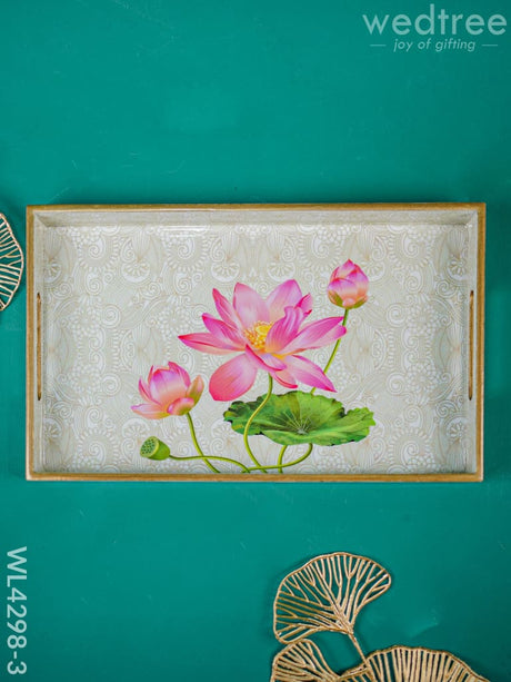 Digital Printed Lotus Design Tray - Mdf - Wl4298 Large Dining Essentials