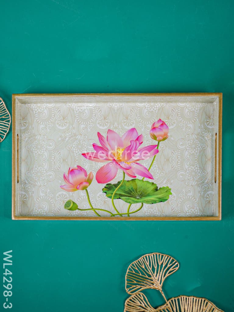 Digital Printed Lotus Design Tray - Mdf - Wl4298 Large Dining Essentials