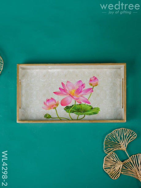 Digital Printed Lotus Design Tray - Mdf - Wl4298 Medium Dining Essentials