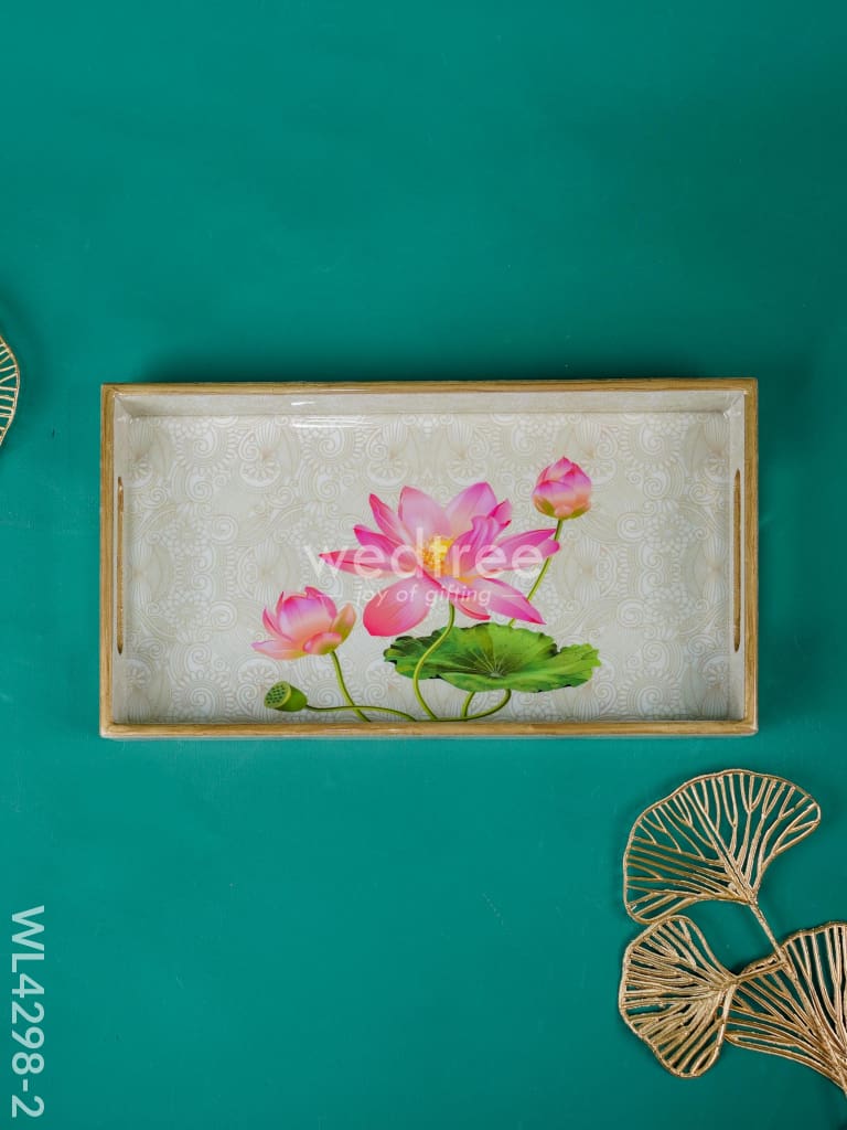 Digital Printed Lotus Design Tray - Mdf - Wl4298 Medium Dining Essentials