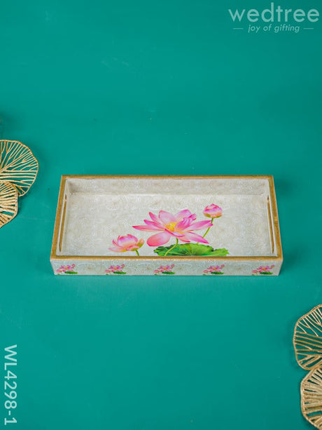 Digital Printed Lotus Design Tray - Mdf - Wl4298 Small Dining Essentials