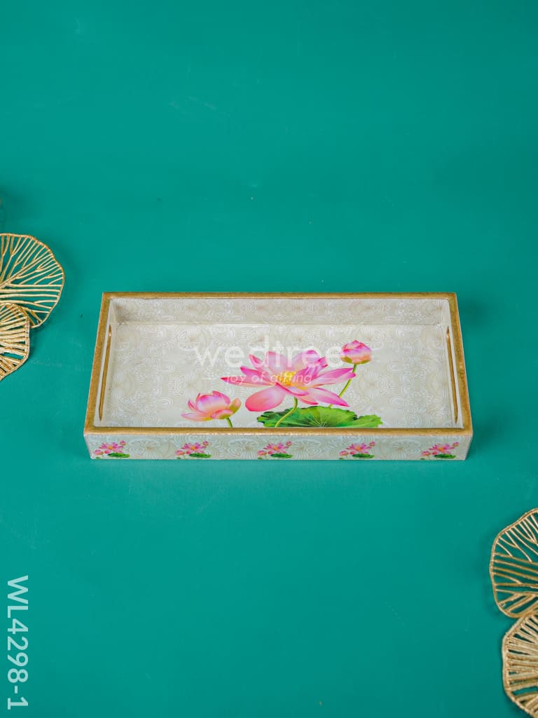 Digital Printed Lotus Design Tray - Mdf - Wl4298 Small Dining Essentials