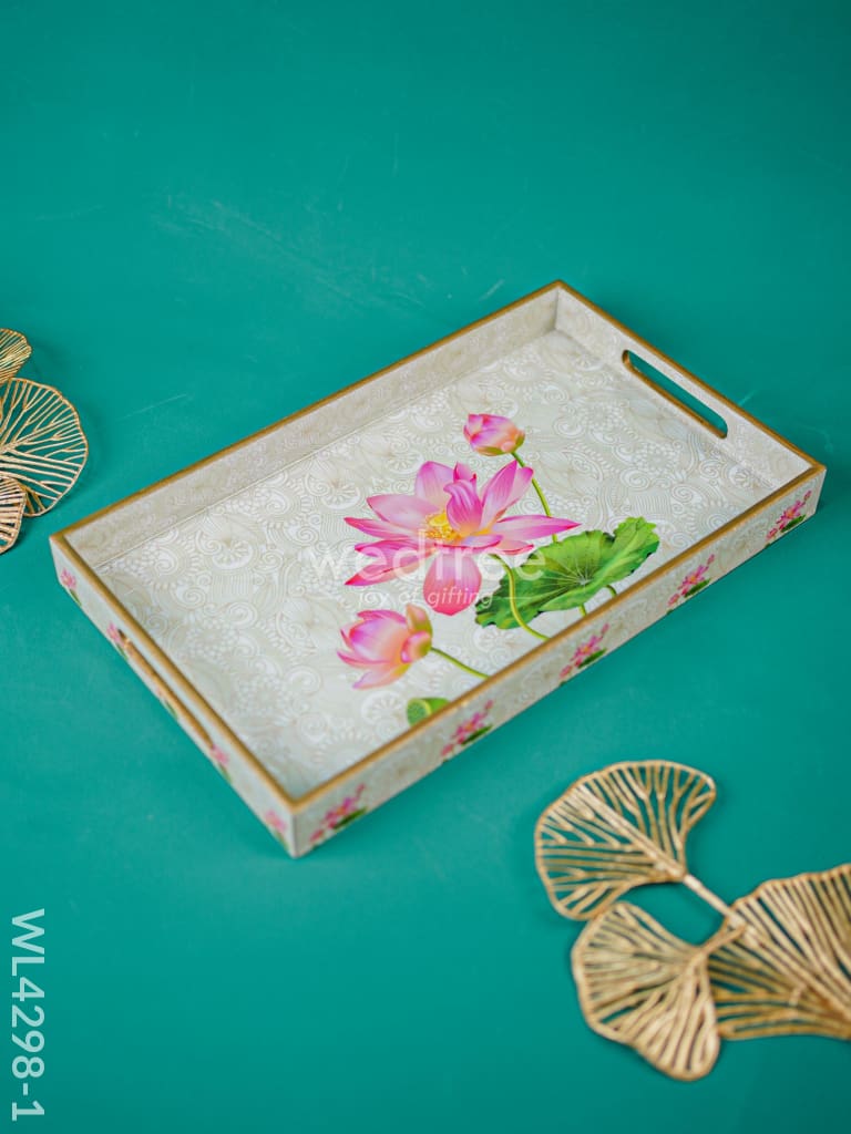 Digital Printed Lotus Design Tray - Mdf - Wl4298 Dining Essentials