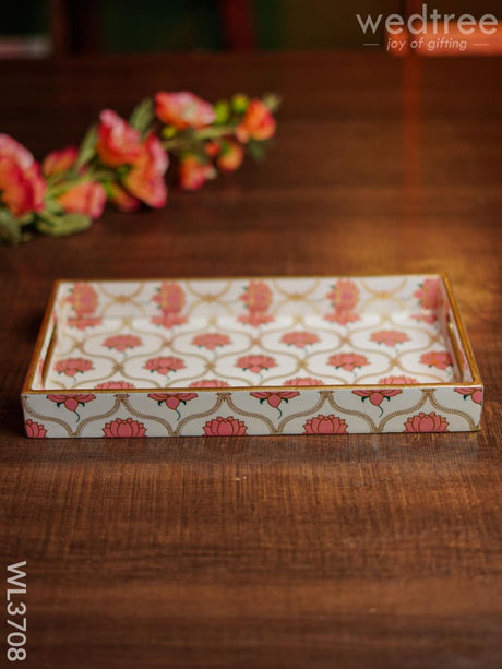 Digital Printed Lotus Tray - 13 X 7 Wl3708 Wooden Trays