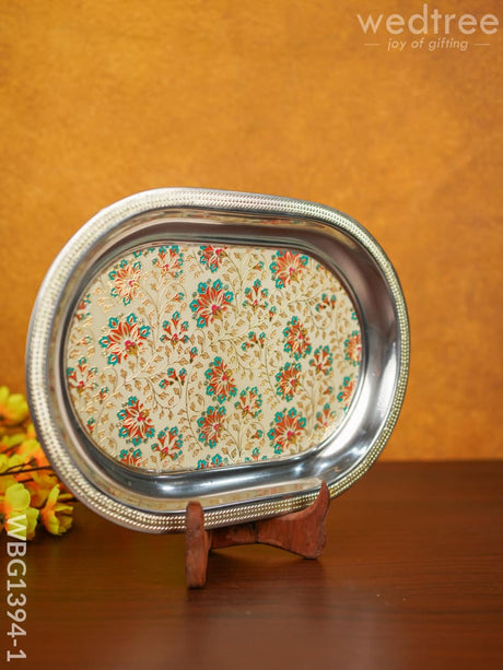 Digital Printed Meenakari Oval Plate - Wbg1394 Trays & Plates