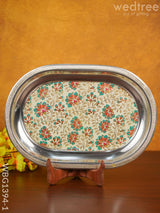 Digital Printed Meenakari Oval Plate - Wbg1394 White Trays & Plates