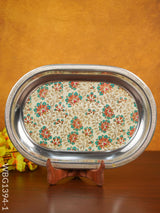 Digital Printed Meenakari Oval Plate - Wbg1394 White Trays & Plates