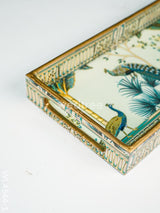 Digital Printed Peacock Tray - Set Of 3 Wl4544 Wooden Trays