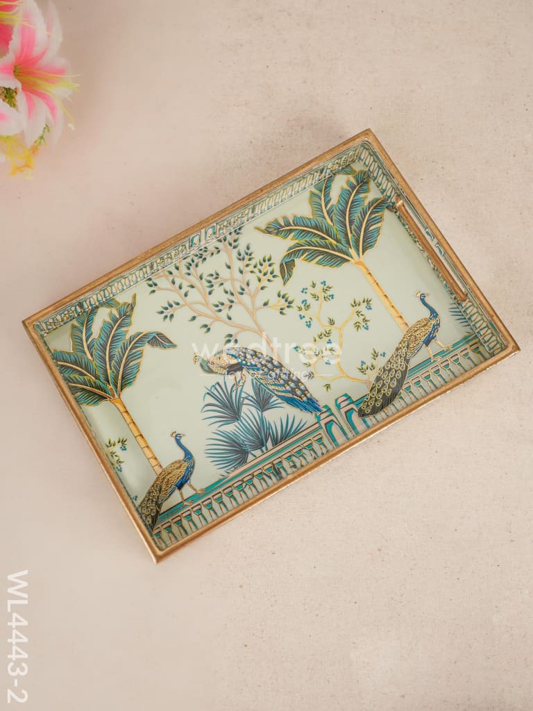 Digital Printed Peacock Tray - Wl4443 Wooden Trays