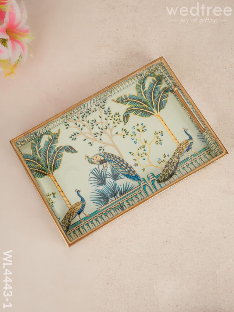 Digital Printed Peacock Tray - Wl4443 Wooden Trays