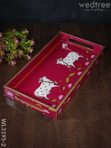 Digital Printed Pichwai Trays (Pink) - Wl3195 Medium Wooden