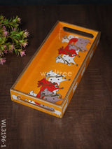 Digital Printed Pichwai Trays (Yellow) - Wl3196 Small Wooden