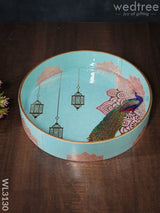 Digital Printed Round Peacock Tray - Wl3130 Wooden Trays