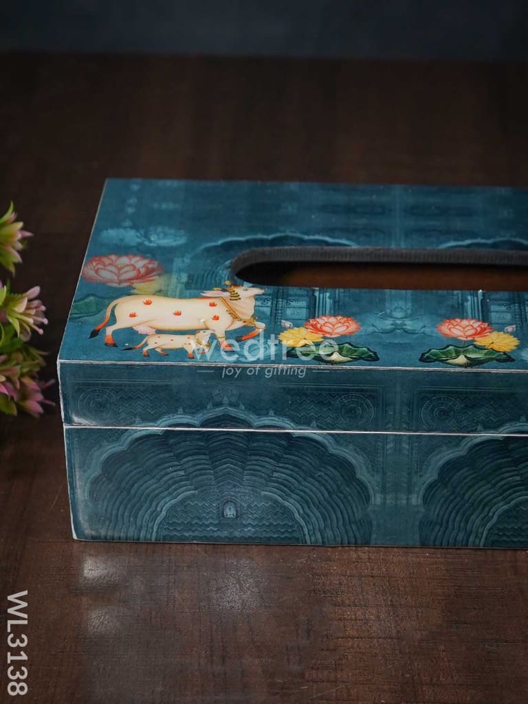 Digital Printed Tissue Box With Pichwai Prints - Wl3138 Dining Essentials