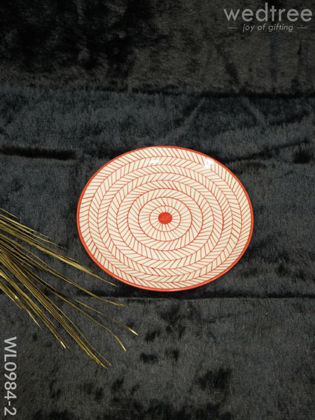 Dinner Plate -10Inches - Wl0984 Red Coloured Arrow Design Ceramics