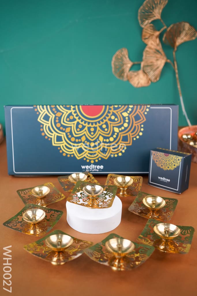 Diya Pack 4 - Brass Decorative Set Of 10 Wh0027 Karthigai Deepam Packs