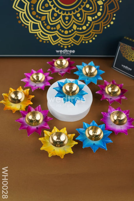 Diya Pack 5 - Brass Decorative Set Of 10 Wh0028 Karthigai Deepam Packs