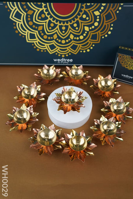 Diya Pack 6 - Brass Decorative Set Of 10 Wh0029 Karthigai Deepam Packs