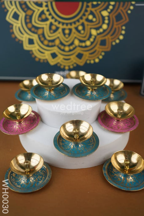 Diya Pack 7 - Brass Decorative Set Of 10 Wh0030 Karthigai Deepam Packs