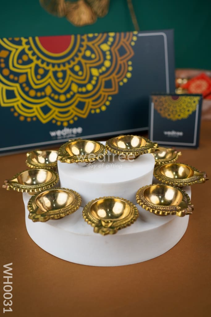 Diya Pack 8 - Brass Set Of 10 Wh0031 Karthigai Deepam Packs