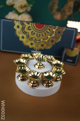 Diya Pack 9 - Brass 5-Face Set Of 10 Wh0032 Karthigai Deepam Packs