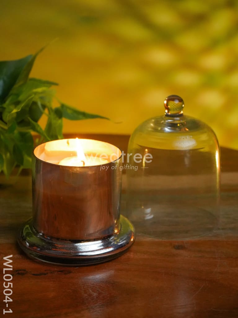 Domed Glass Scented Soy Wax Jar (Metallic) - Wl0504 Champagne Gold Candles And Votives