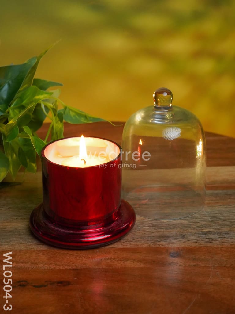 Domed Glass Scented Soy Wax Jar (Metallic) - Wl0504 Red Candles And Votives