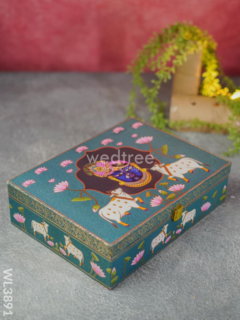 Shreenath Ji Dry Fruit Box & 4 Jars With Printed Bag - Wl3891