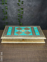 Dry Fruit Box - Teal Blue Embossed Oxidised Finish 10X15 Wl1982