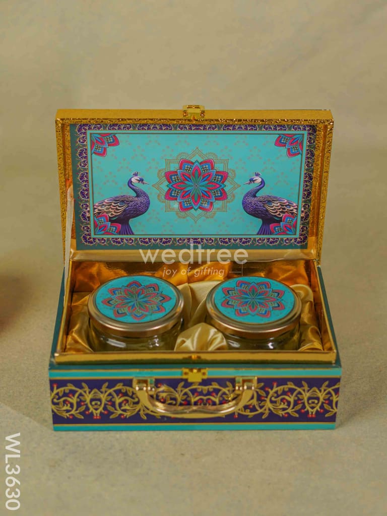 Decorative Peacock Designed 2 Jar Dry Fruit Box - Wl3630