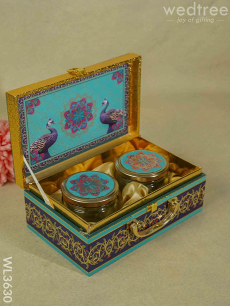 Decorative Peacock Designed 2 Jar Dry Fruit Box - Wl3630