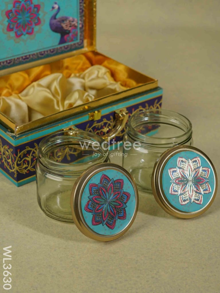 Decorative Peacock Designed 2 Jar Dry Fruit Box - Wl3630