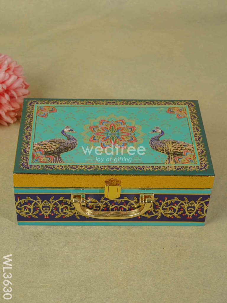 Decorative Peacock Designed 2 Jar Dry Fruit Box - Wl3630