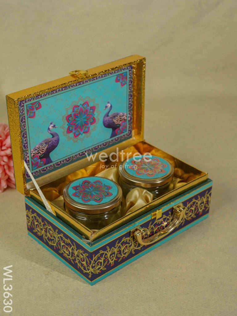 Decorative Peacock Designed 2 Jar Dry Fruit Box - Wl3630