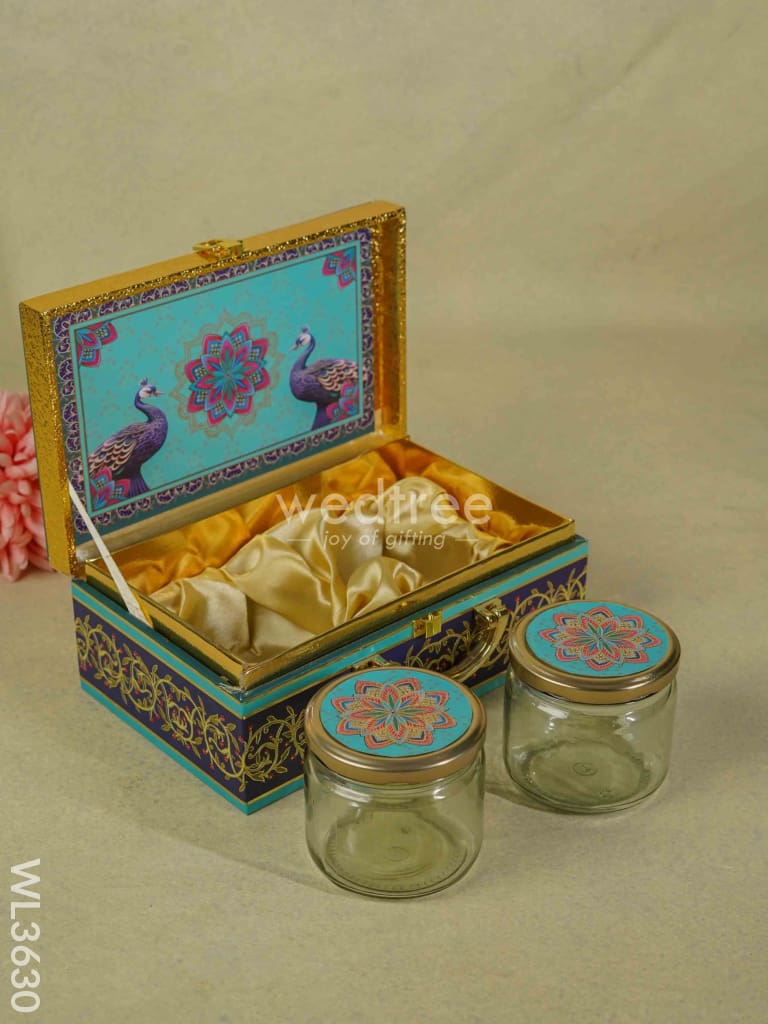 Decorative Peacock Designed 2 Jar Dry Fruit Box - Wl3630