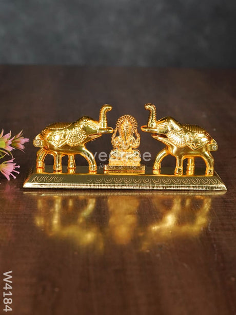 Elephant Double Kumkum Holder With Ganesha - W4184 Holders