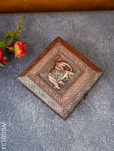 Elephant Embossed Dry Fruit Box - Square 6X6Inches Wbg0134