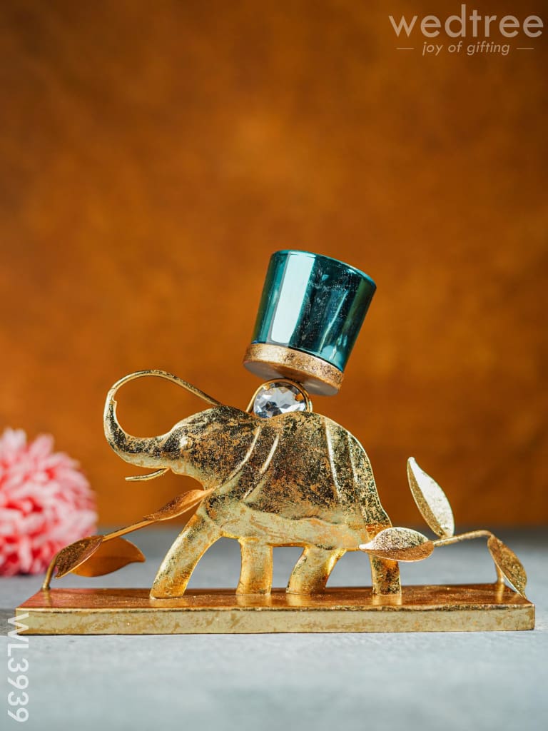 Elephant Stand With Glass Candle Holder - Wl3939 Candles & Votives