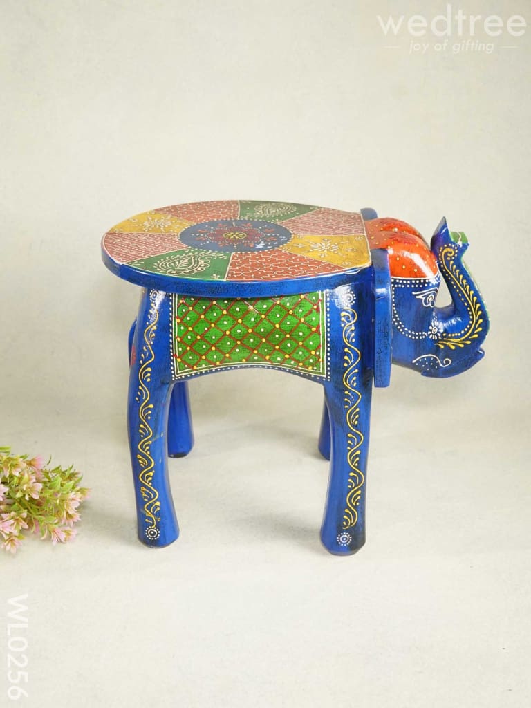 Elephant Stool - 12 Inch (Antique Blue) Wl0256 Wooden Stools