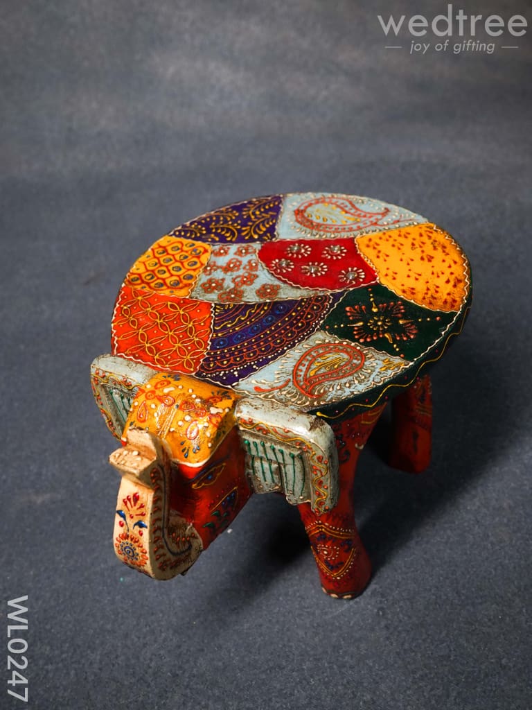 Elephant Stool - 6 Inch (Antique Orange) Wl0247 Wooden Stools