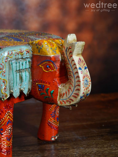 Elephant Stool - 6 Inch (Antique Orange) Wl0247 Wooden Stools