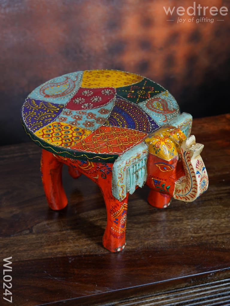 Elephant Stool - 6 Inch (Antique Orange) Wl0247 Wooden Stools