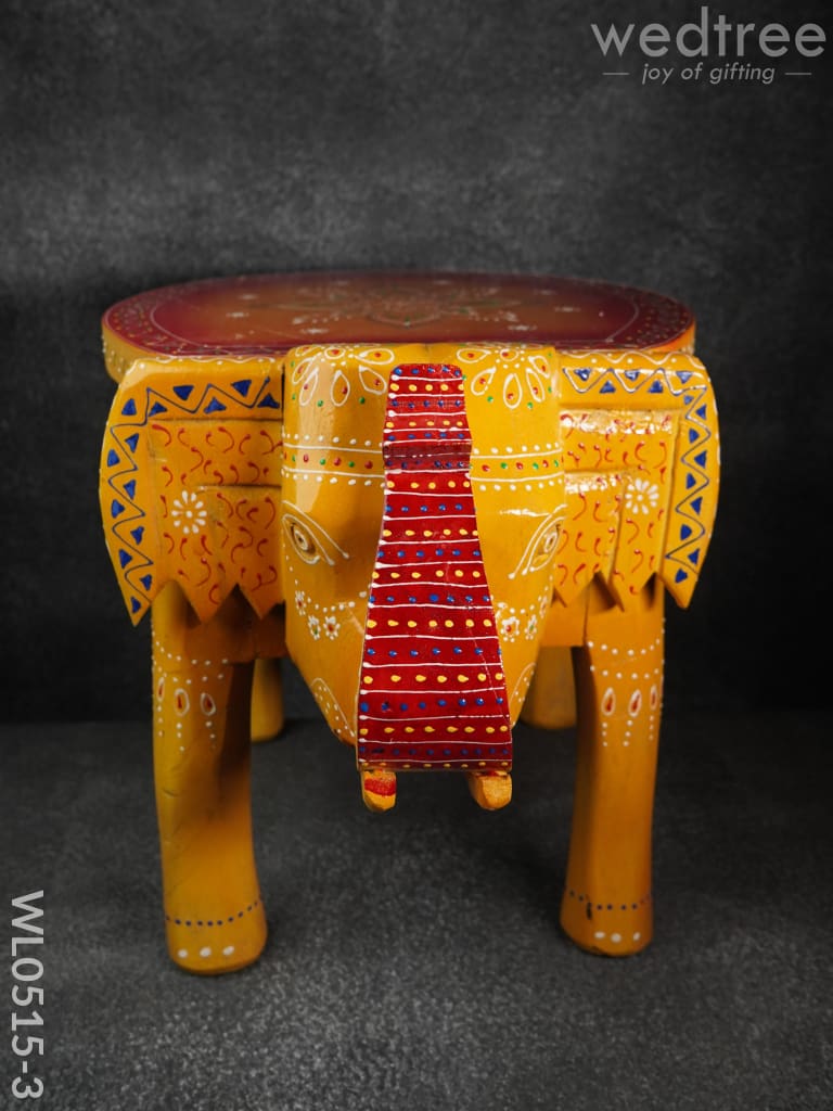 Elephant Stool - 8 Inch (Red And Orange) Wl0515 13.5Inches Wooden Stools