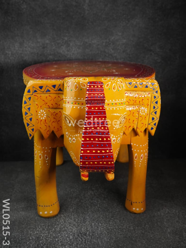 Elephant Stool - 8 Inch (Red And Orange) Wl0515 13.5Inches Wooden Stools