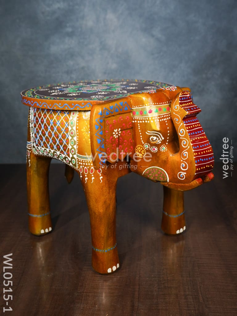 Elephant Stool - 8 Inch (Red And Orange) Wl0515 Wooden Stools