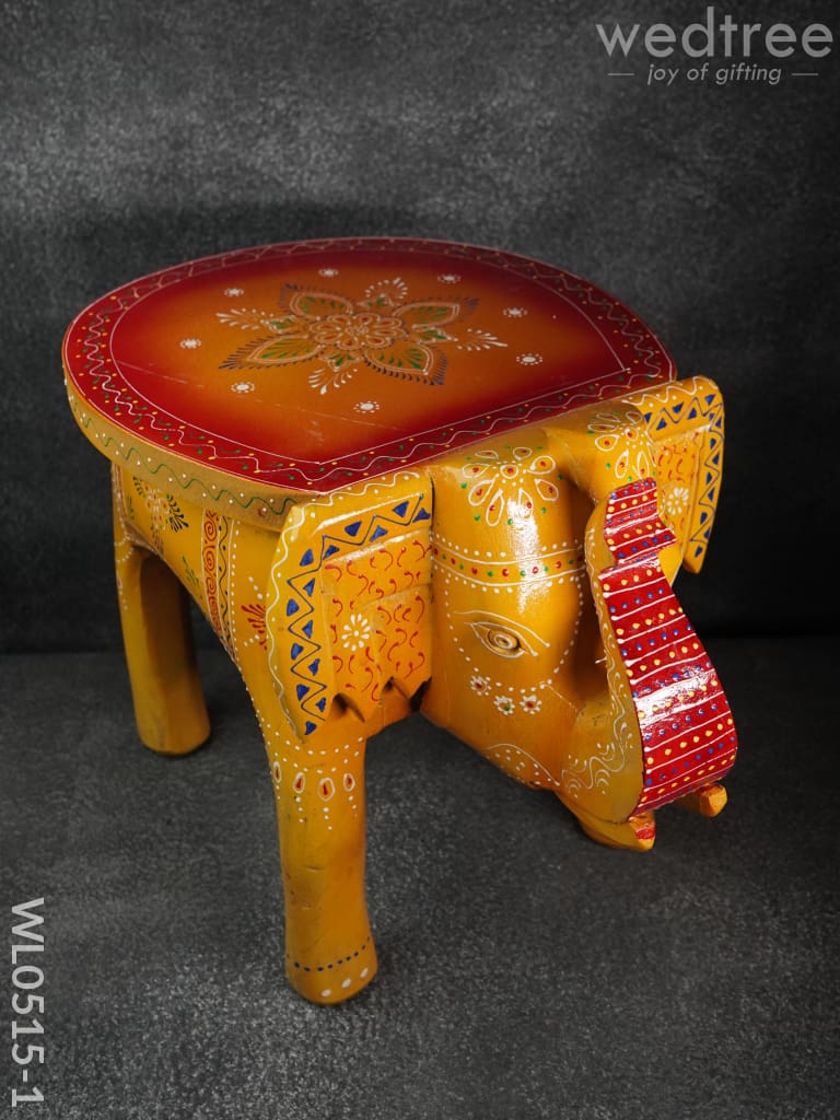 Elephant Stool - 8 Inch (Red And Orange) Wl0515 Wooden Stools