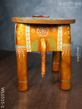 Elephant Stool - 8 Inch (Red And Orange) Wl0515 Wooden Stools